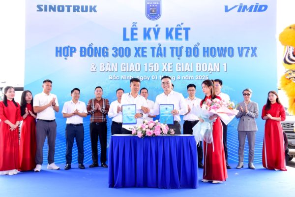 VIMID ký kết hợp đồng cung cấp 300 xe tải tự đổ HOWO V7X – Bàn giao 150 xe giai đoạn 1 cùng Công ty Cổ phần dịch vụ vận tải và xe du lịch Bắc Ninh FC
